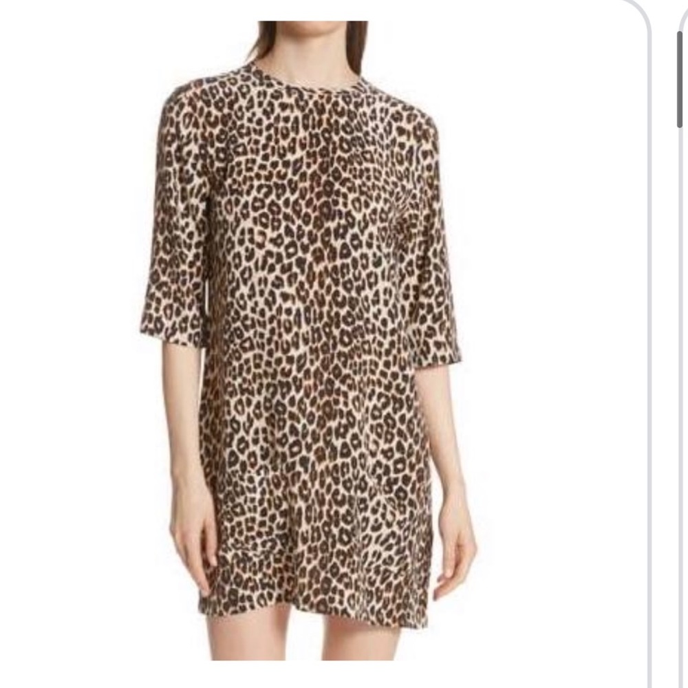 Equipment Leopard Print Shift Dress with Pockets